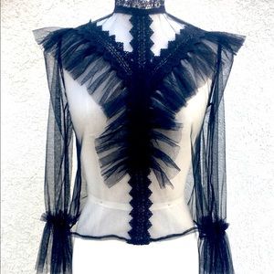 Sheer Black Victorian Blouse